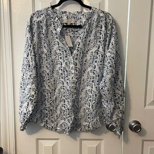 Floral Blue and White Women's Top
